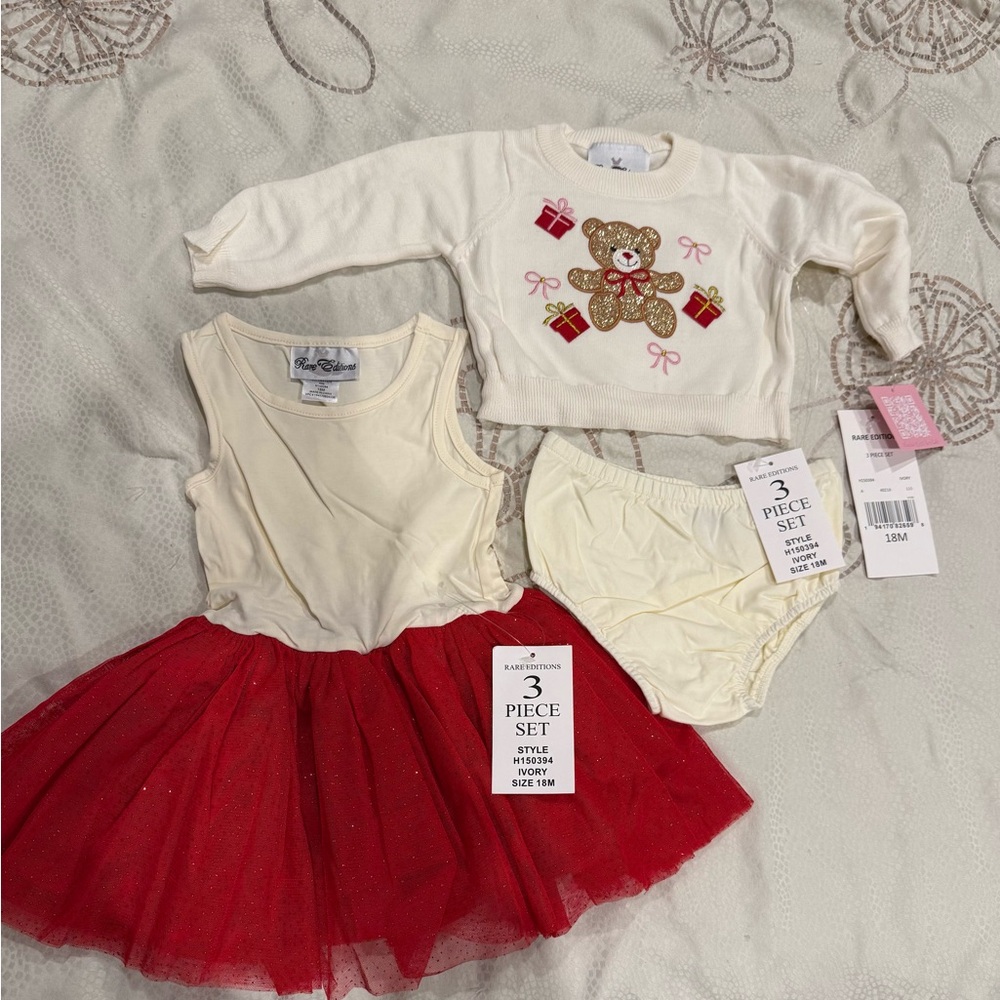 Rare Editions Red and Cream Kids Dress Set